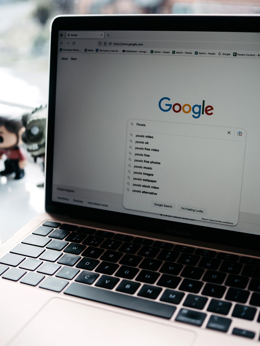 Google Search open on a laptop