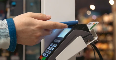 Card payment terminal at checkout