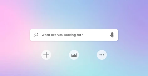 Search box reading What are you looking for, on a pastel gradient