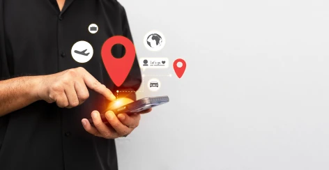 Phone showing nearby location pins