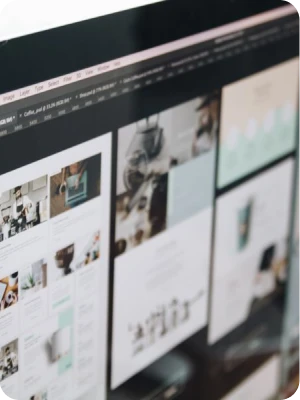 Website design layouts on a monitor