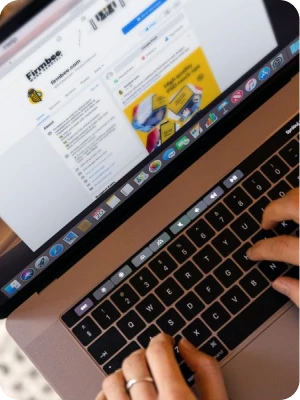 Working at a laptop keyboard
