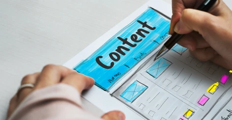 Hand sketching a content page wireframe