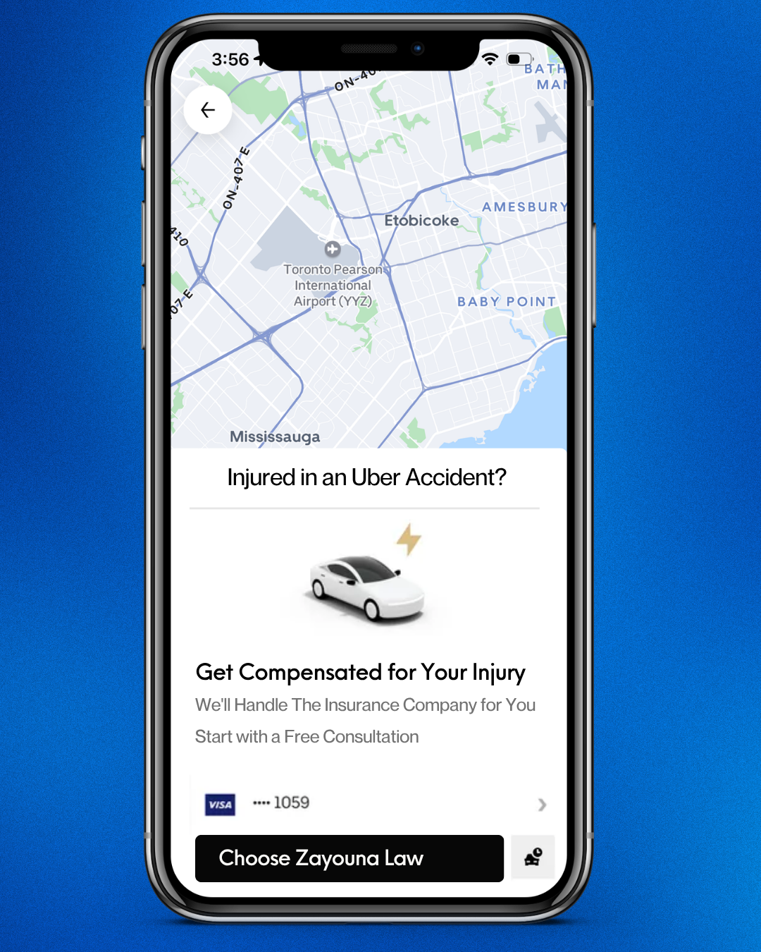 Zayouna Law Firm ad: Injured in an Uber accident? Get compensated for your injury