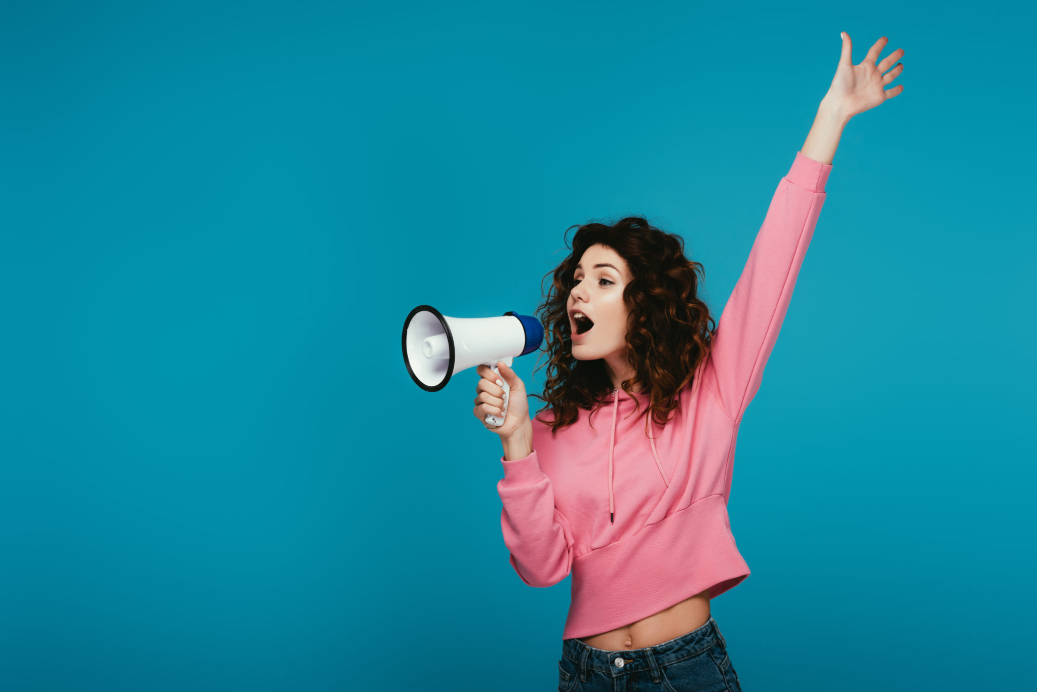Woman calling out experiential marketing themes
