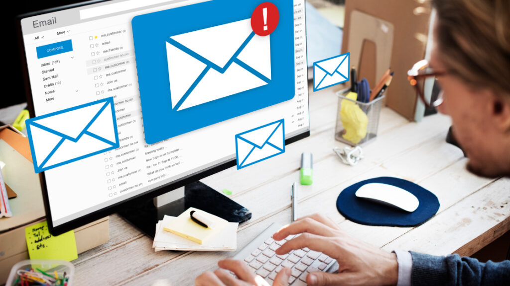 person on laptop email marketing