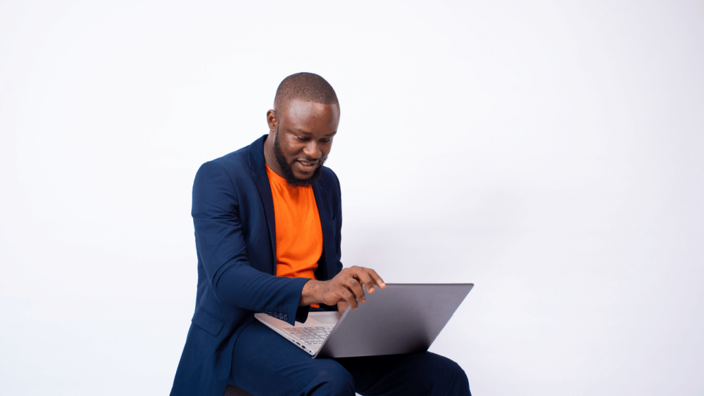 Man writing content for a client to help their SEO