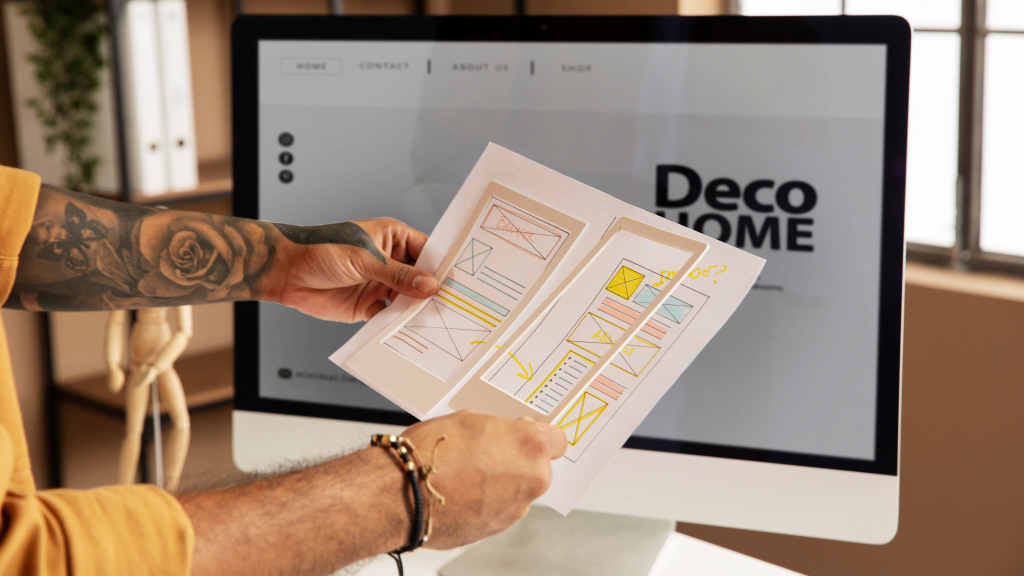 web design sketches laid out on table | High Converting Landing Page
