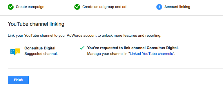 Screenshot of linking youtube account for youtube