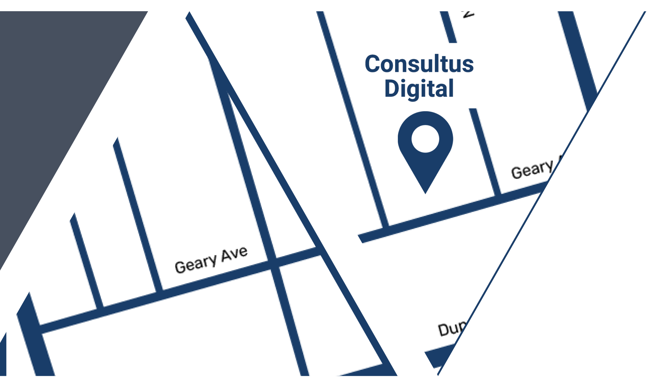 Simply zoomed in map of Geary Ave. in Toronto showing where Consultus Digital social media marketing office is located 
