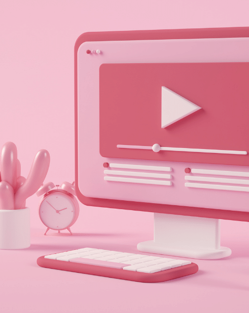Video Ideas for Your Marketing Content | Illustration of a pink computer with a play button on the screen
